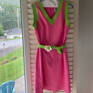 Lilly Pulitzer Pink/Green Shift Dress with Belt
